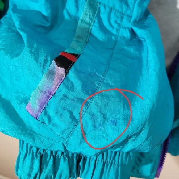 R.E. Sport Rivers Edge 80's Retro Windbreaker Bomber Jacket Multicolor Size L - Picture 5 of 9